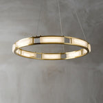 Qatar Alabaster Brass & White LED Chandelier – Luxury 39‑Inch Diameter