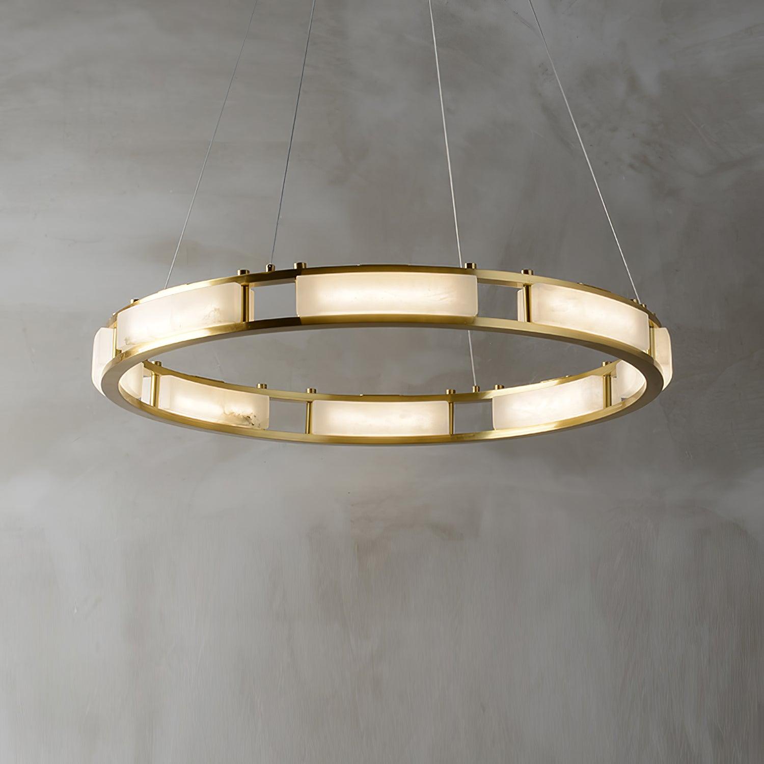 Qatar Alabaster Brass & White LED Chandelier – Luxury 39‑Inch Diameter
