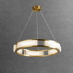 Qatar Alabaster Brass & White LED Chandelier – Luxury 39‑Inch Diameter