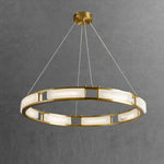 Qatar Alabaster Brass & White LED Chandelier – Luxury 39‑Inch Diameter