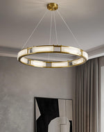 Qatar Alabaster Brass & White LED Chandelier – Luxury 39‑Inch Diameter