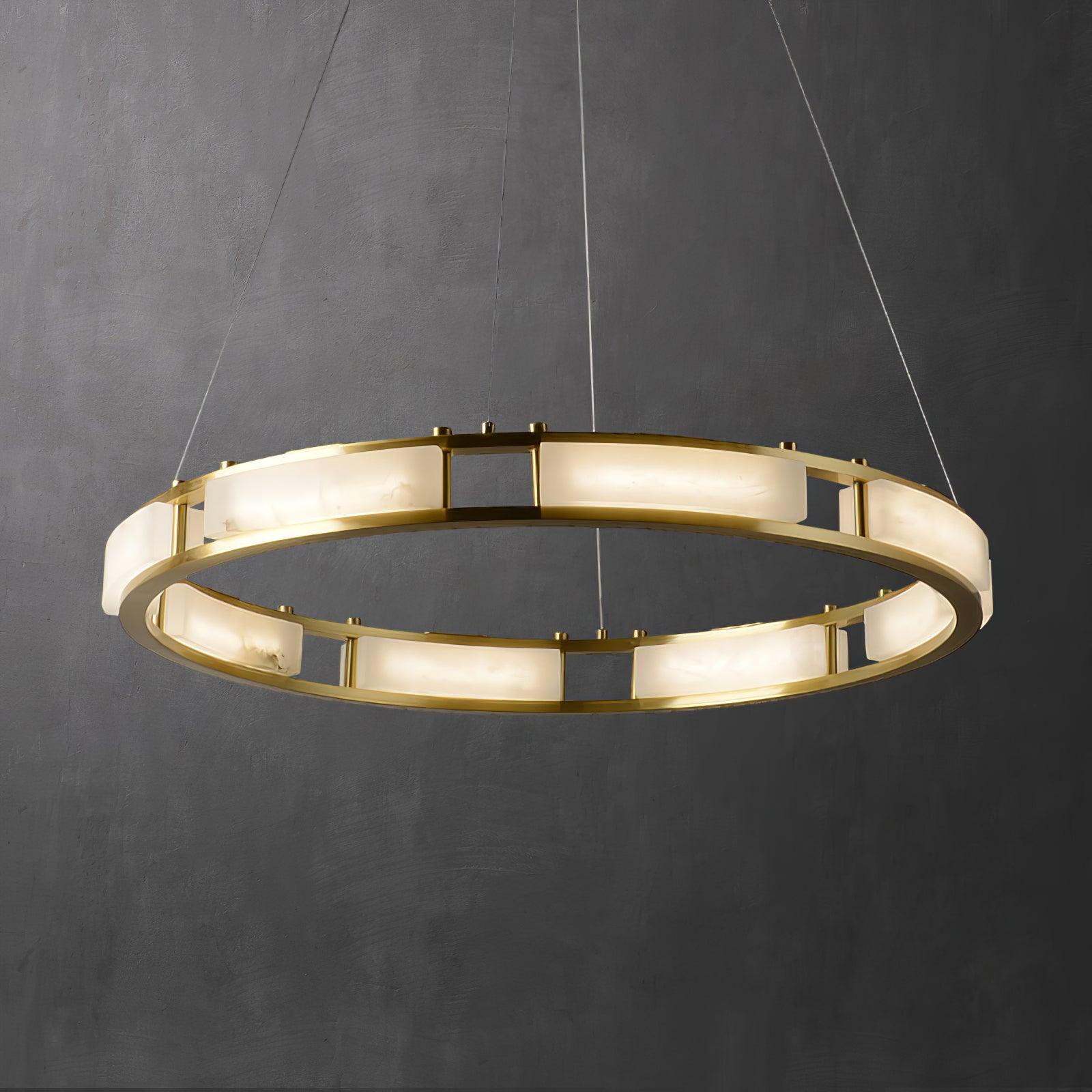 Qatar Alabaster Brass & White LED Chandelier – Luxury 39‑Inch Diameter