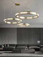 Qatar Alabaster Brass & White LED Chandelier – Luxury 39‑Inch Diameter
