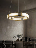 Qatar Alabaster Brass & White LED Chandelier – Luxury 39‑Inch Diameter