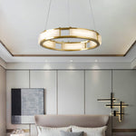 Qatar Alabaster Brass & White LED Chandelier – Luxury 39‑Inch Diameter