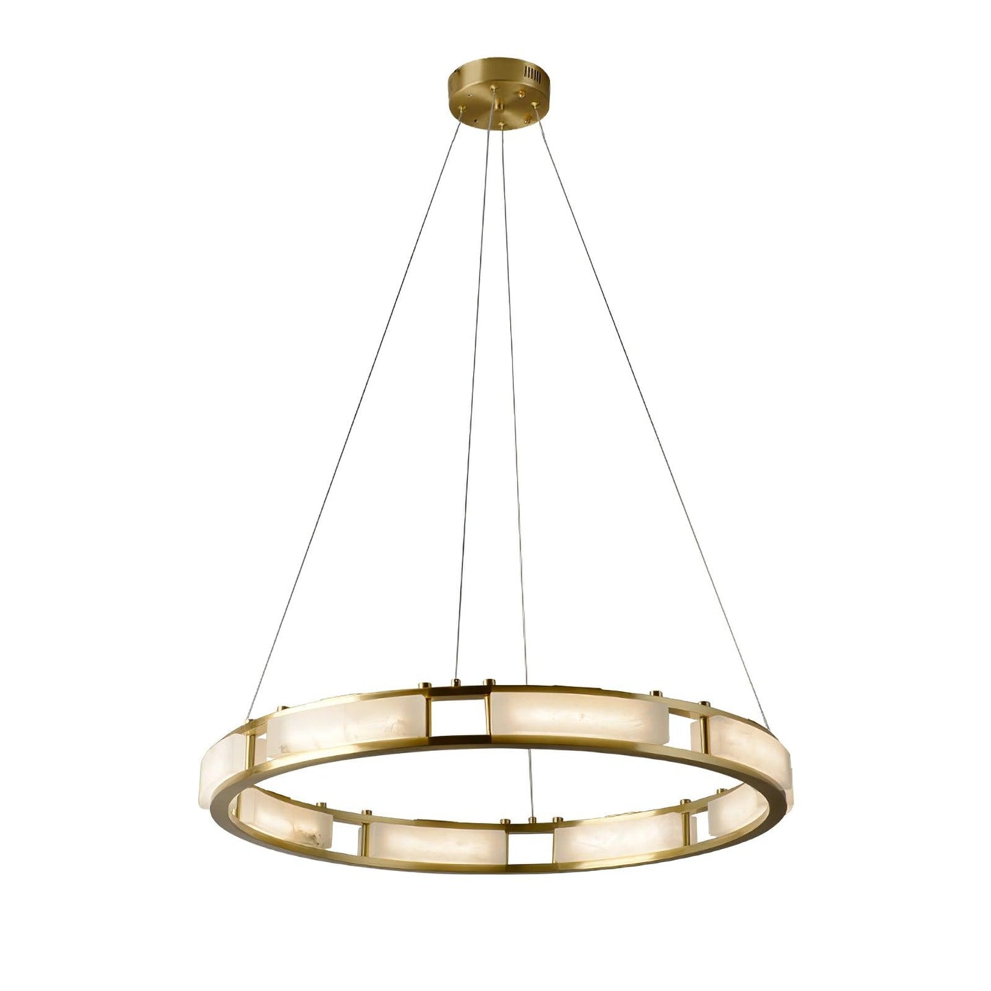Qatar Alabaster Brass & White LED Chandelier – Luxury 39‑Inch Diameter