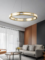 Qatar Alabaster Brass & White LED Chandelier – Luxury 39‑Inch Diameter
