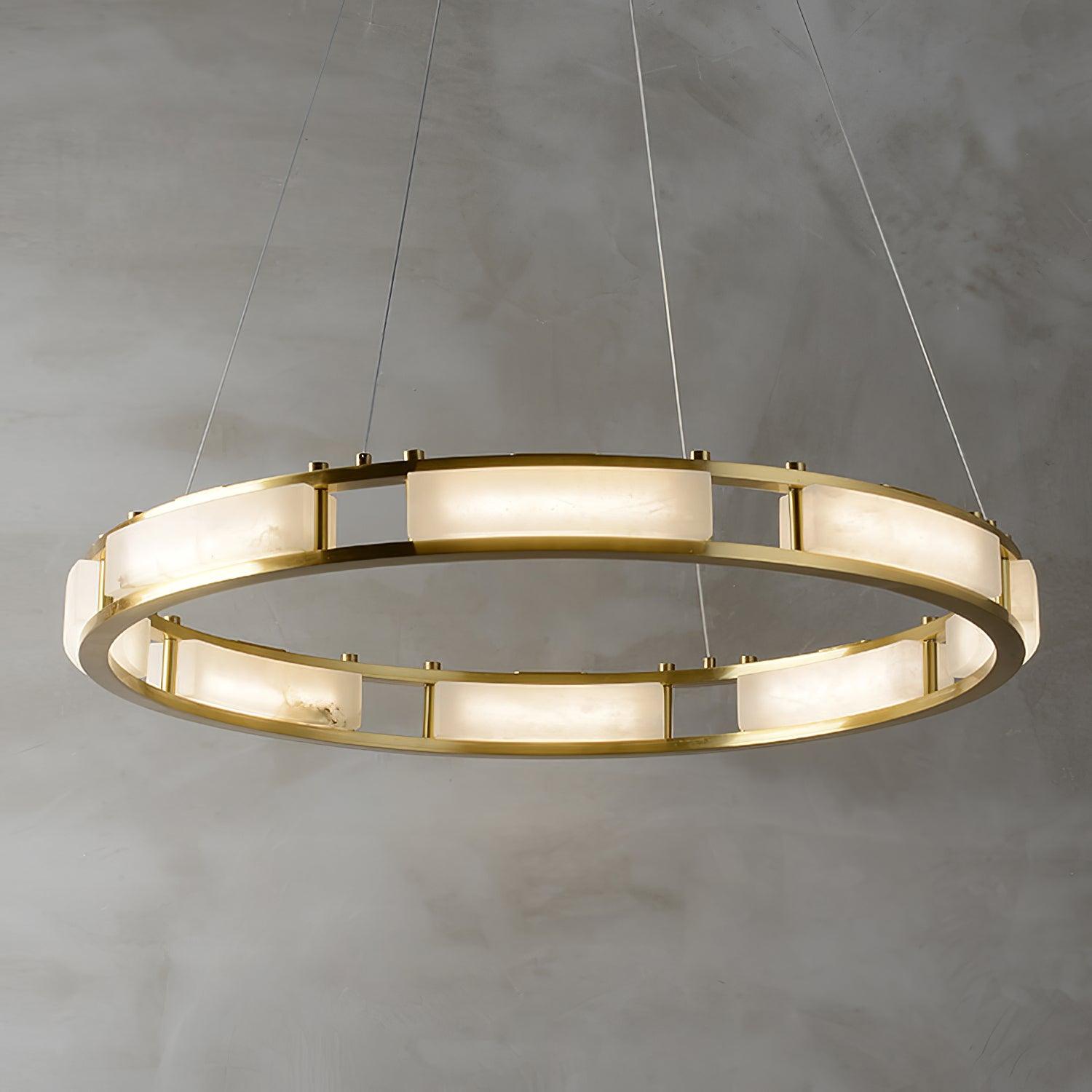 Qatar Alabaster Brass & White LED Chandelier – Luxury 39‑Inch Diameter