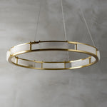 Qatar Alabaster Brass & White LED Chandelier – Luxury 39‑Inch Diameter