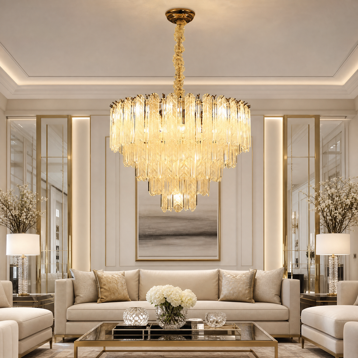 Quadro Glass Rod Chandelier