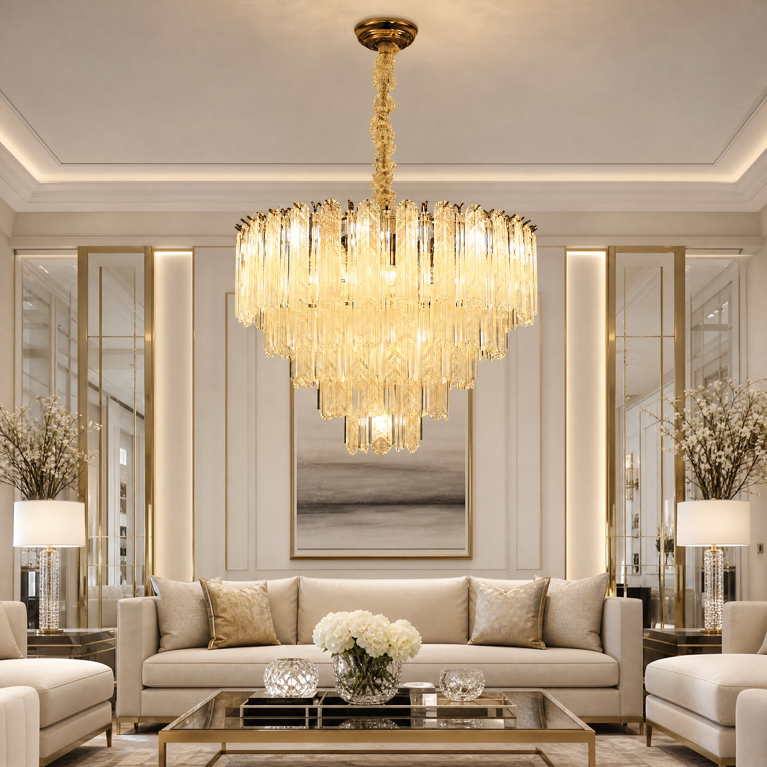 Quadro Glass Rod Chandelier