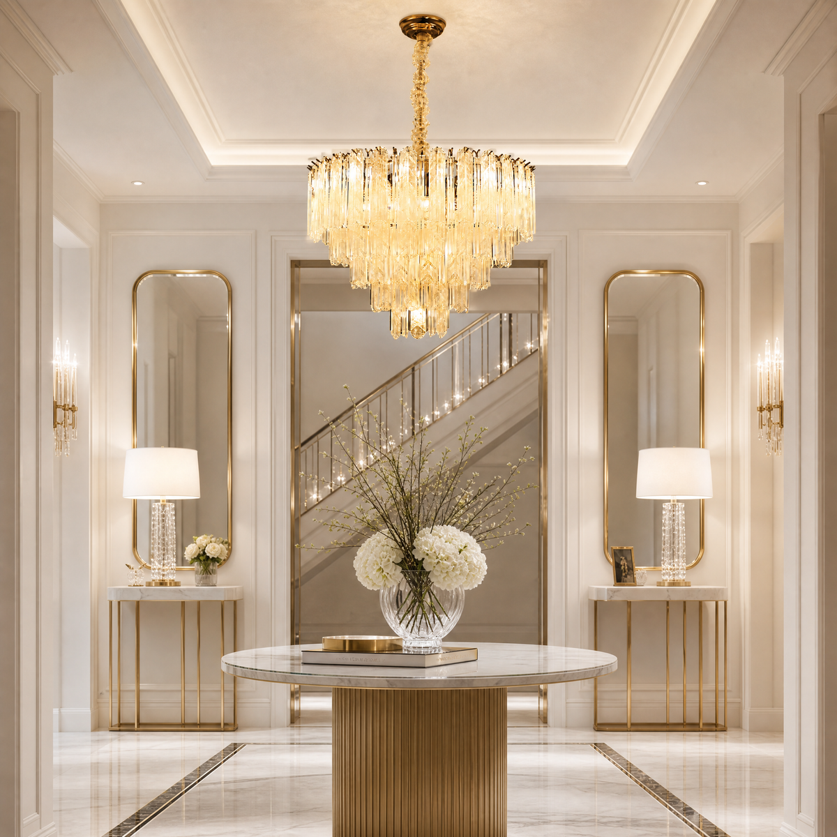Quadro Glass Rod Chandelier