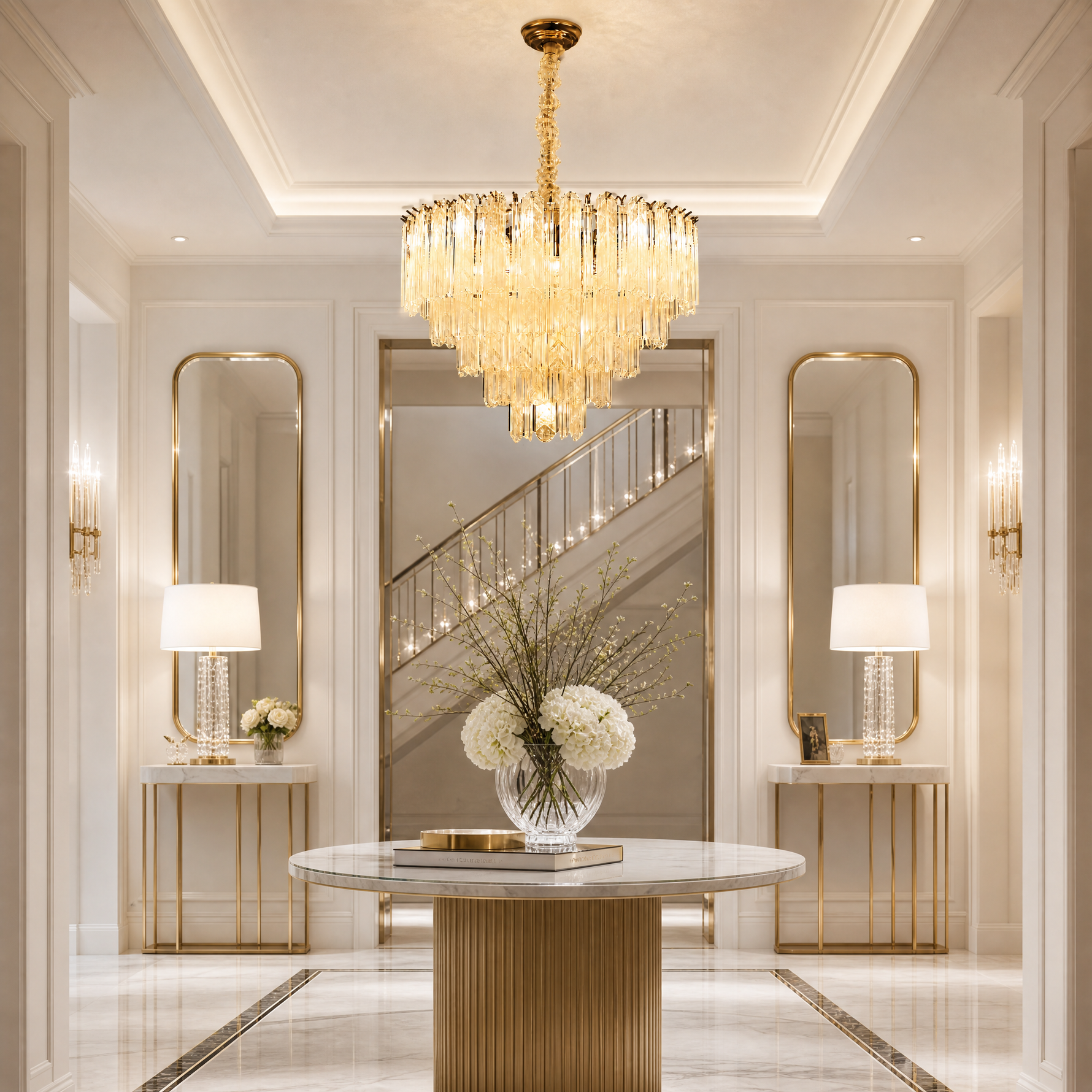 Quadro Glass Rod Chandelier