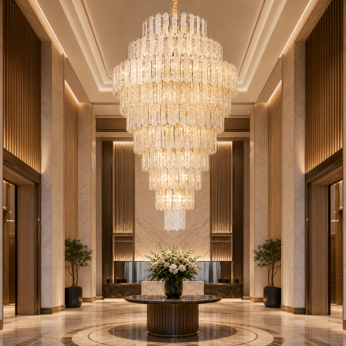 Quadro Glass Rod Crown Chandelier