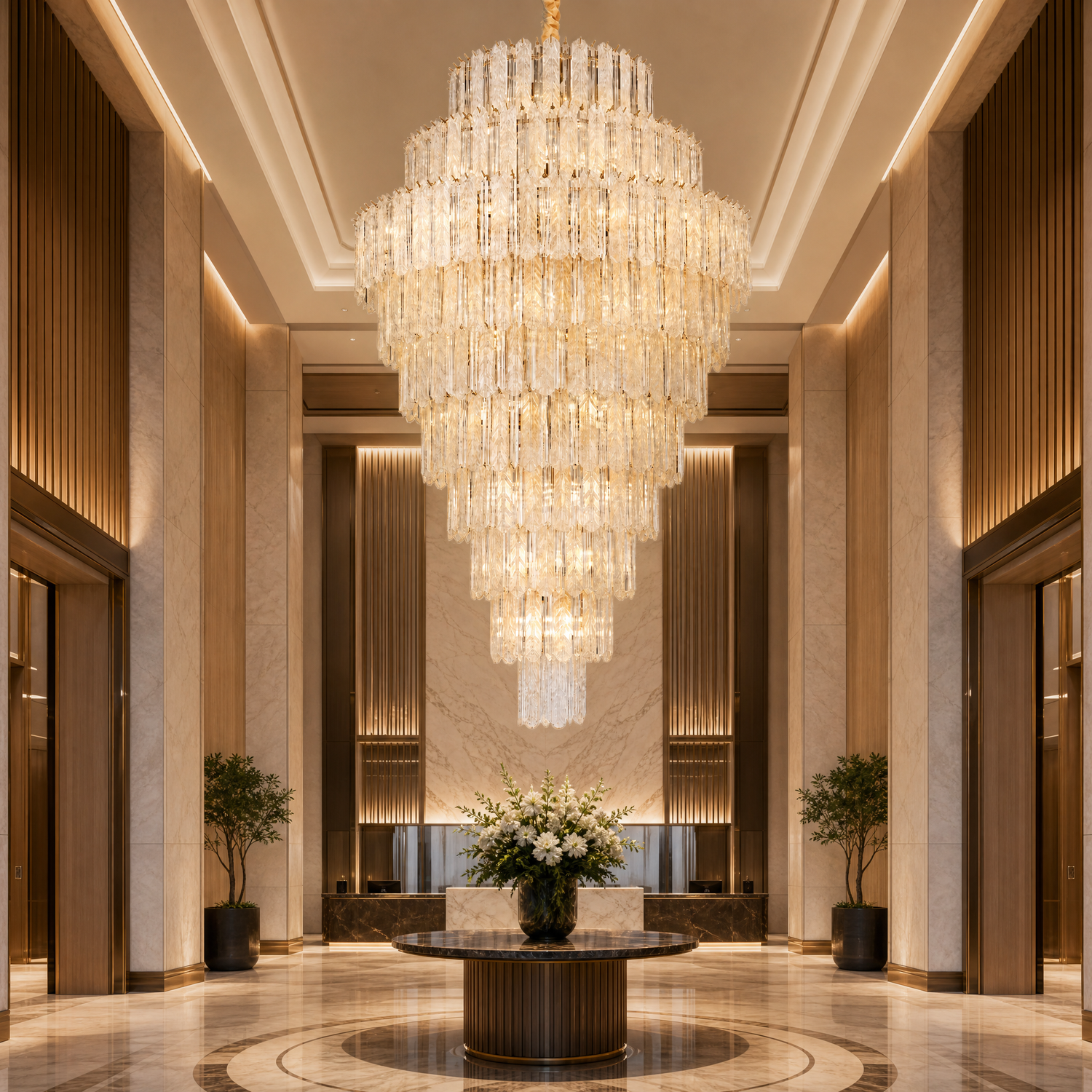 Quadro Glass Rod Crown Chandelier