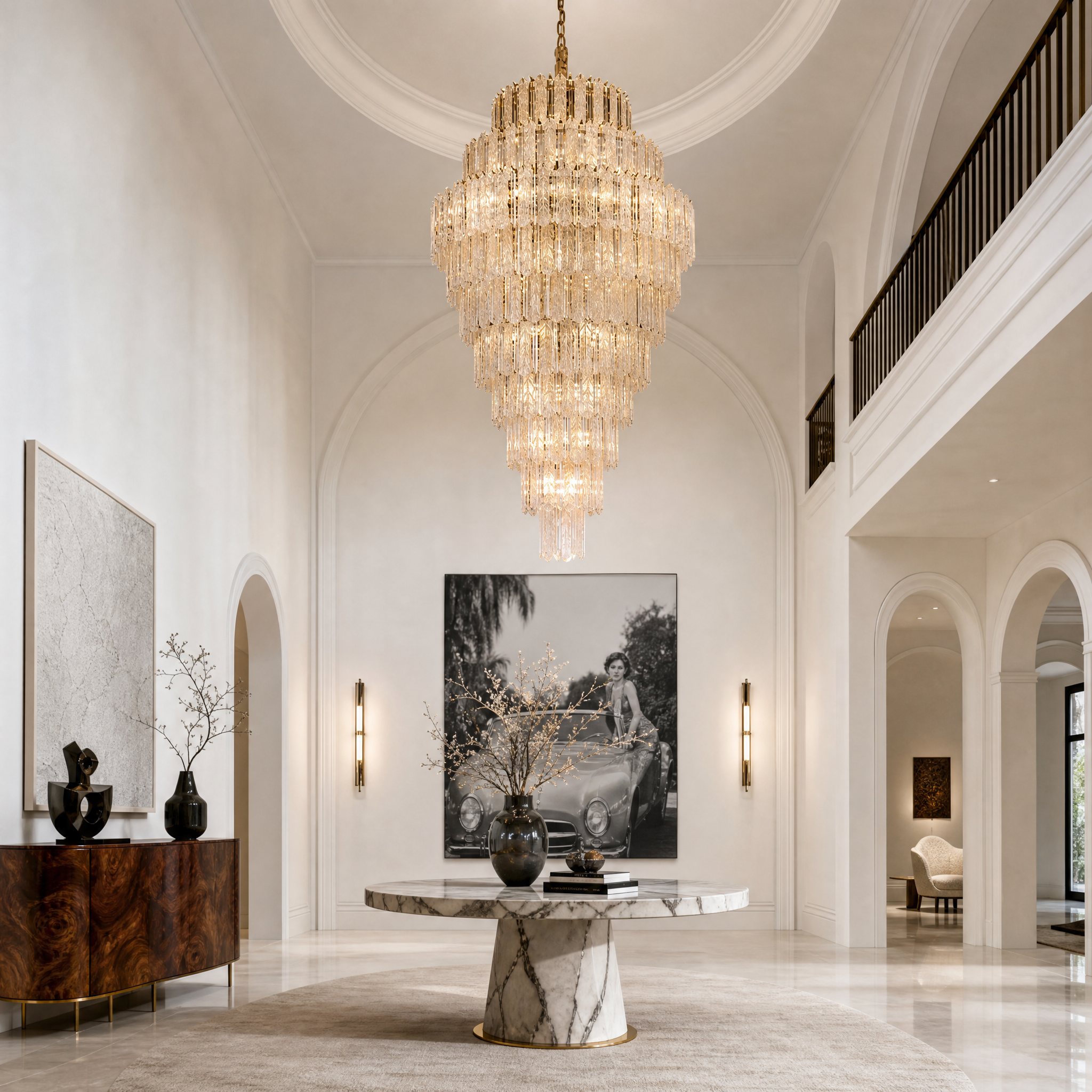 Quadro Glass Rod Crown Chandelier
