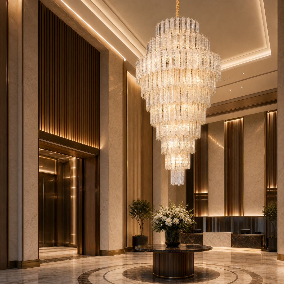 Quadro Glass Rod Crown Chandelier