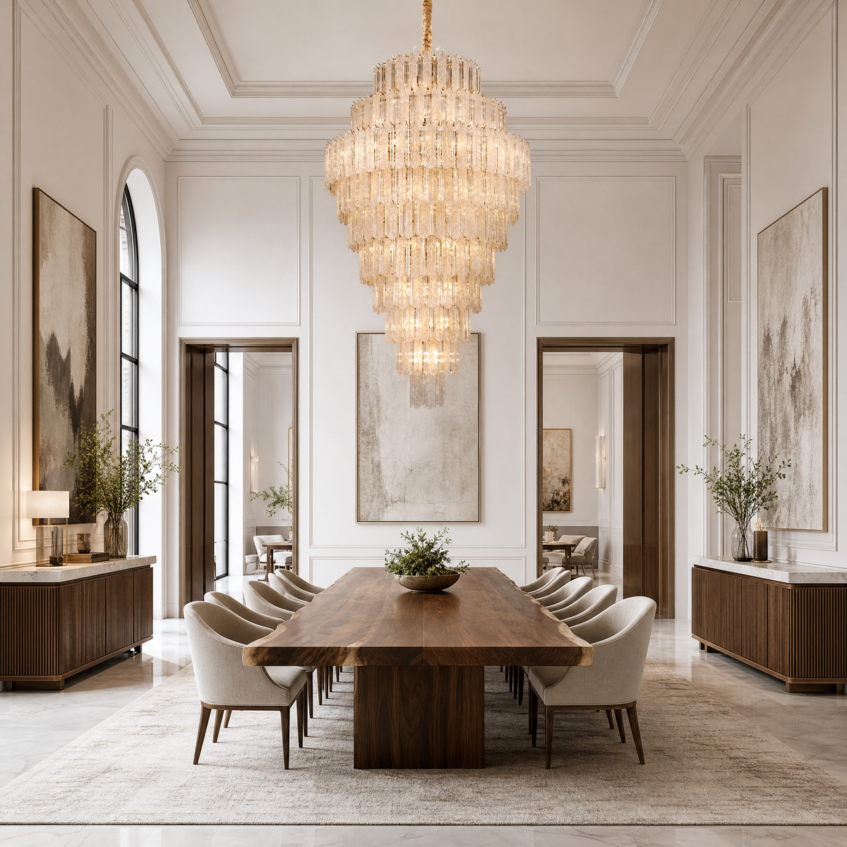 Quadro Glass Rod Crown Chandelier