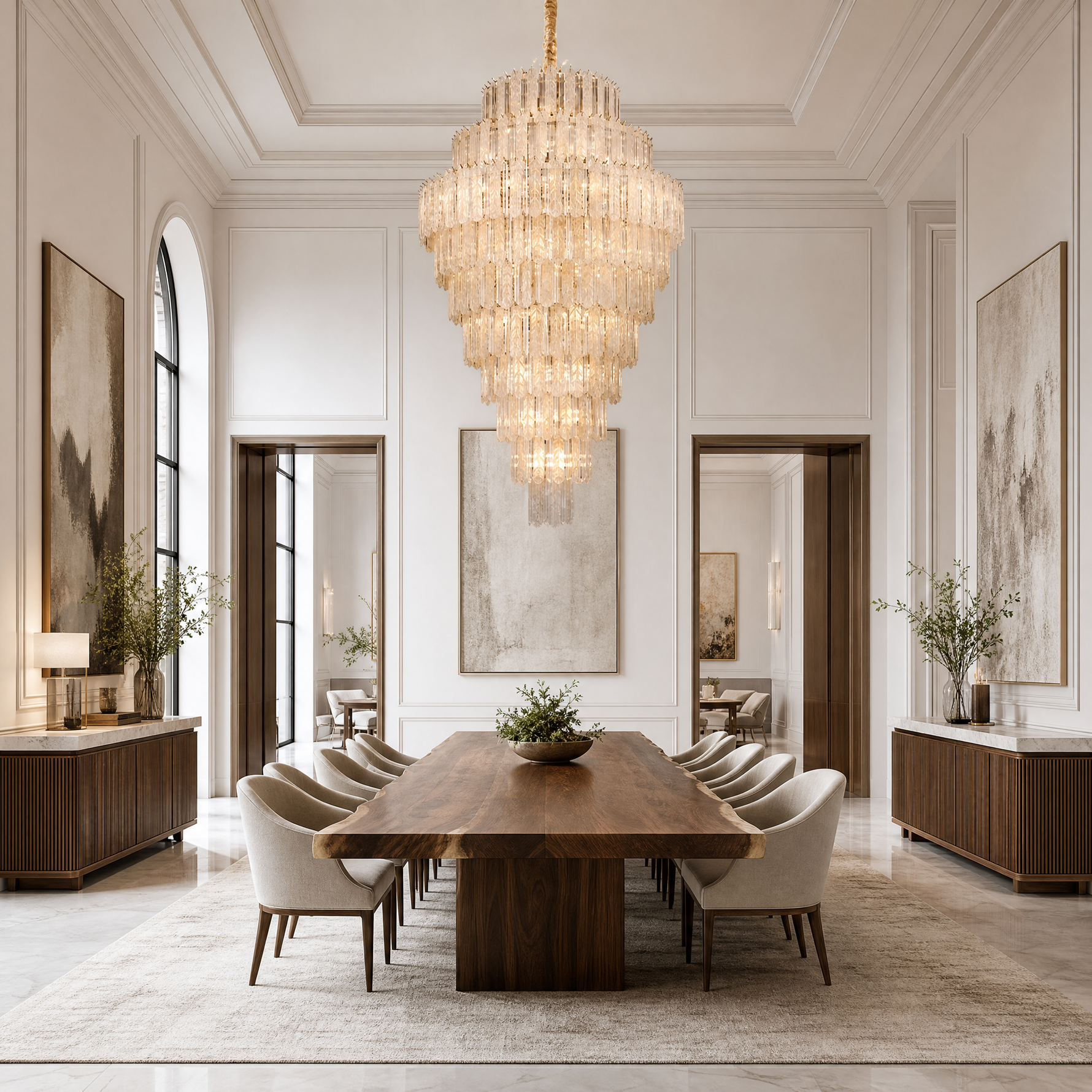 Quadro Glass Rod Crown Chandelier