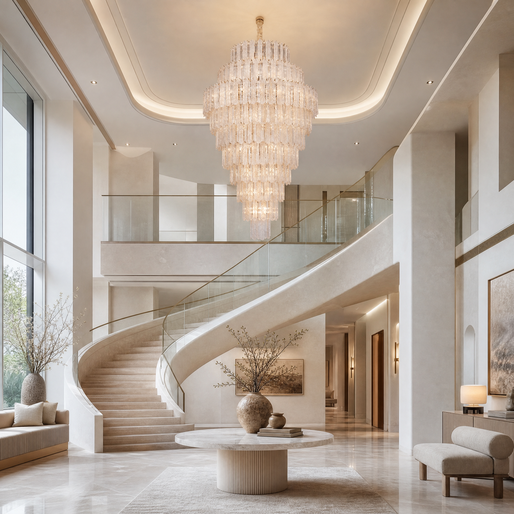 Quadro Glass Rod Crown Chandelier