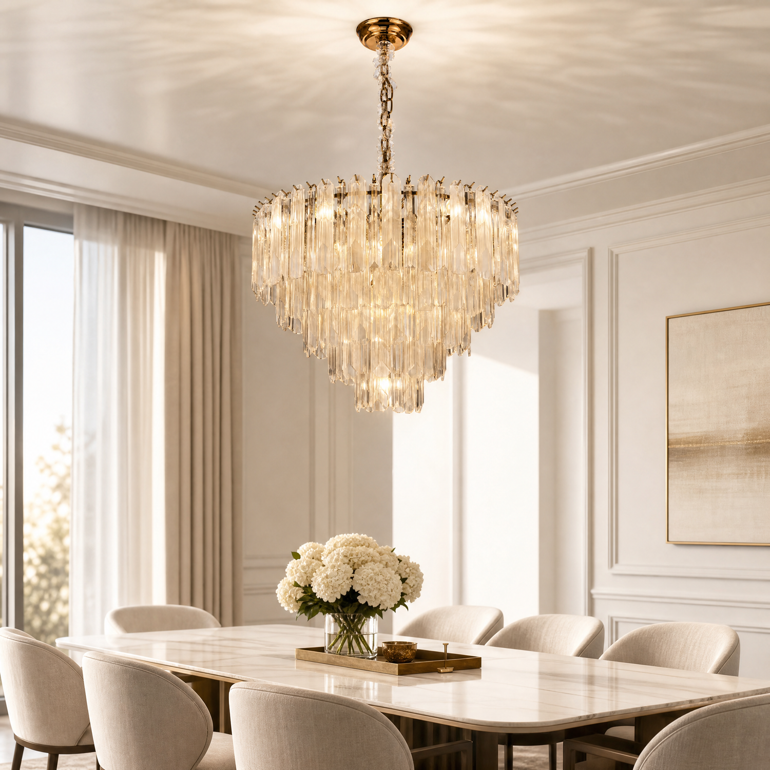 Quadro Glass Rod Halo Chandelier
