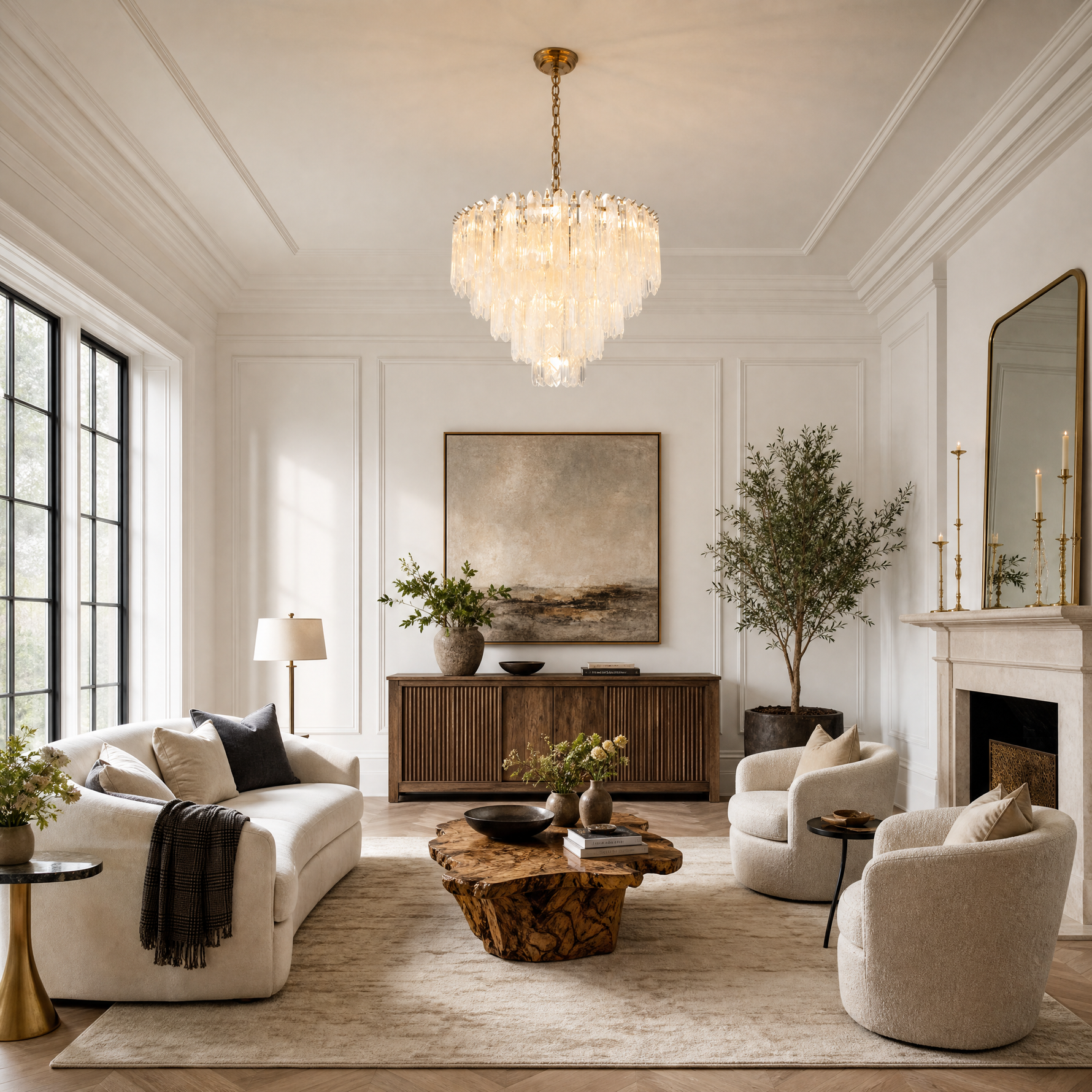 Quadro Glass Rod Halo Chandelier