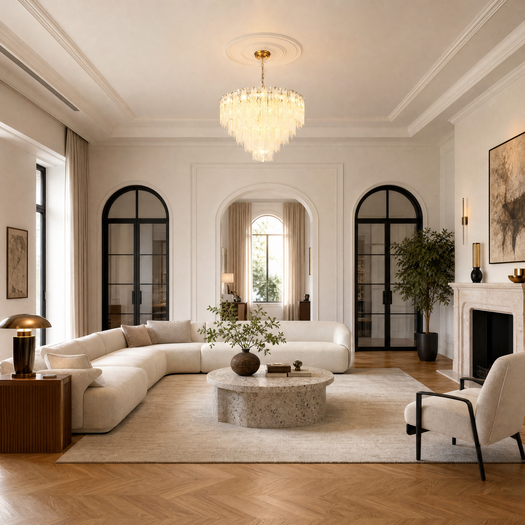 Quadro Glass Rod Halo Chandelier
