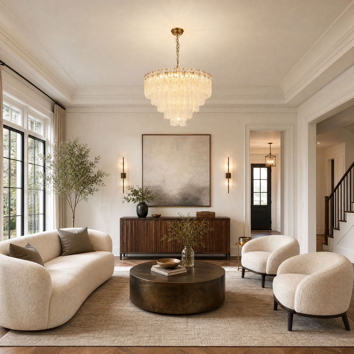 Quadro Glass Rod Halo Chandelier