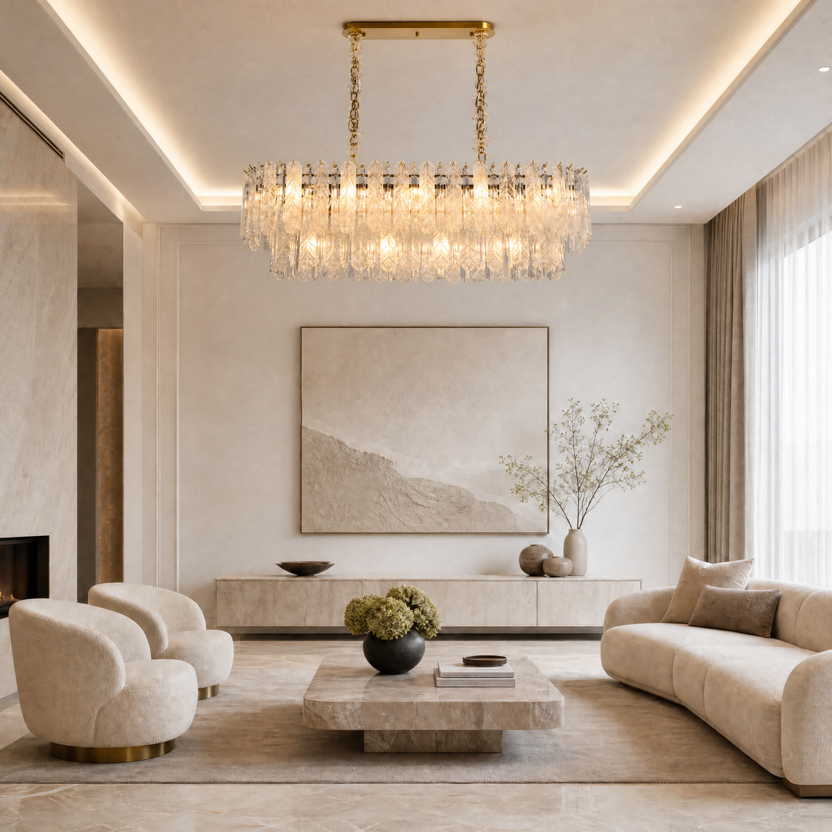 Quadro Glass Rod Linear Chandelier