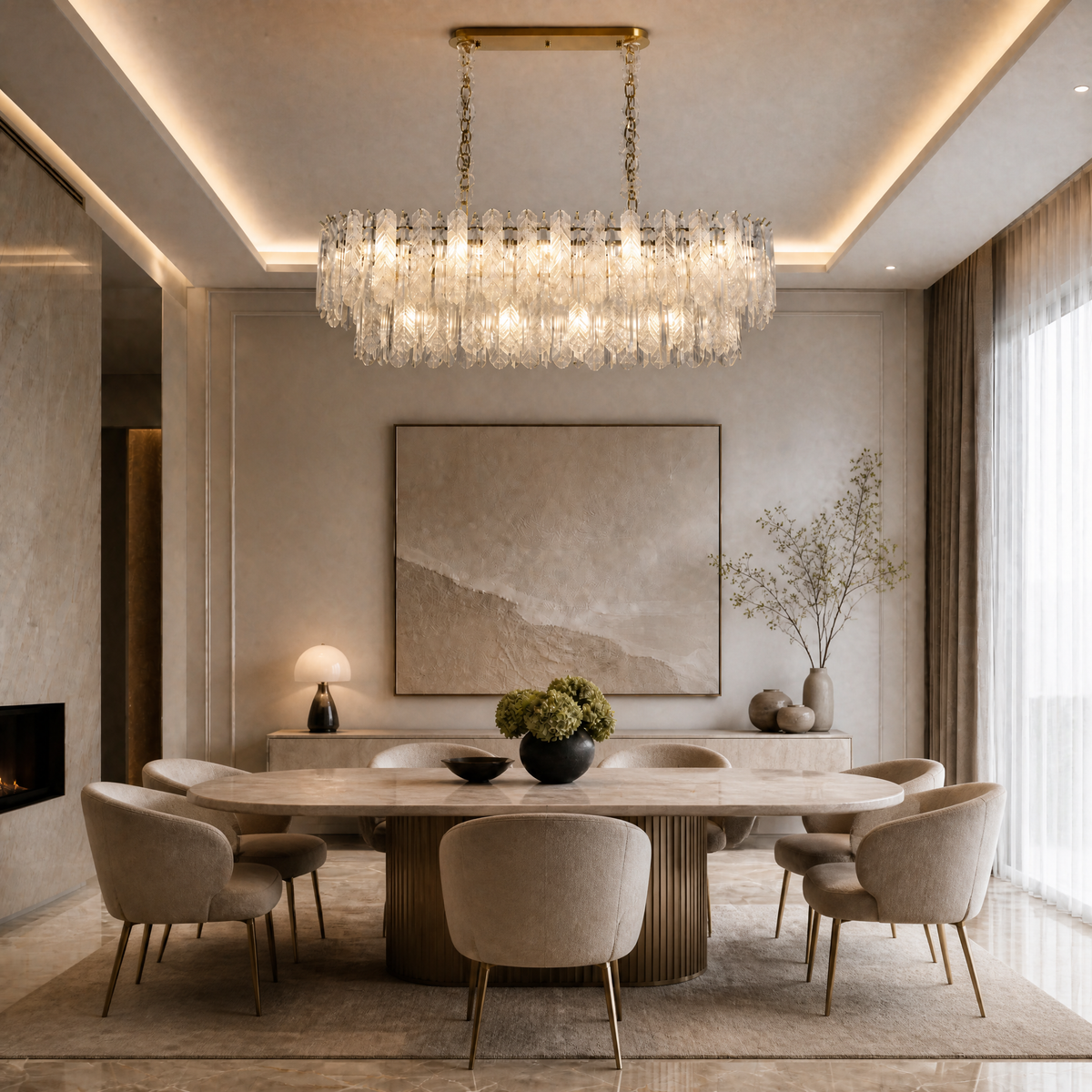 Quadro Glass Rod Linear Chandelier