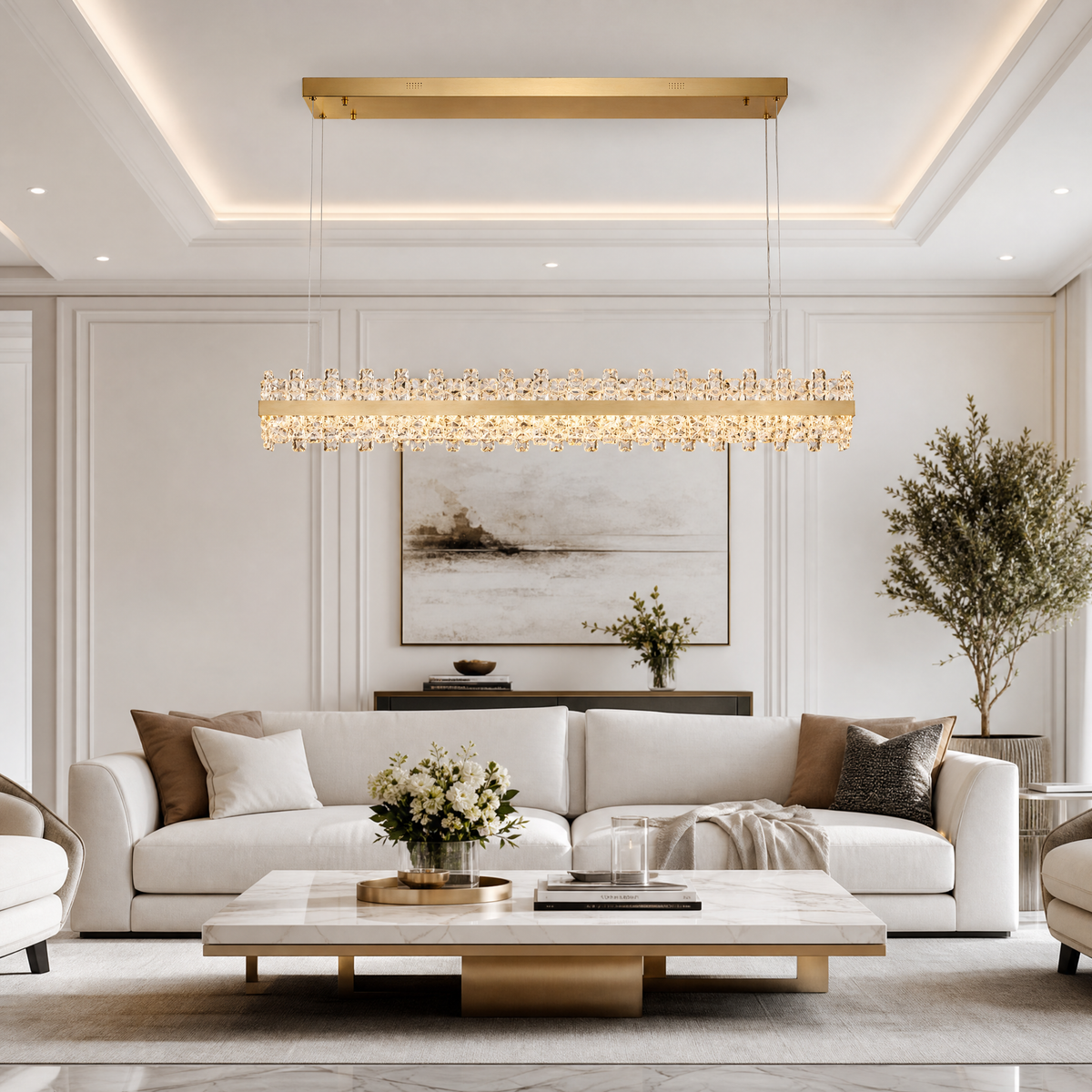 Quartz Glass Rectangular Chandelier