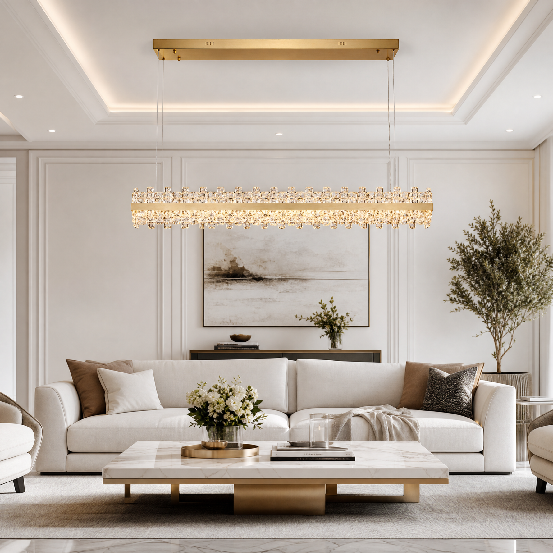 Quartz Glass Rectangular Chandelier