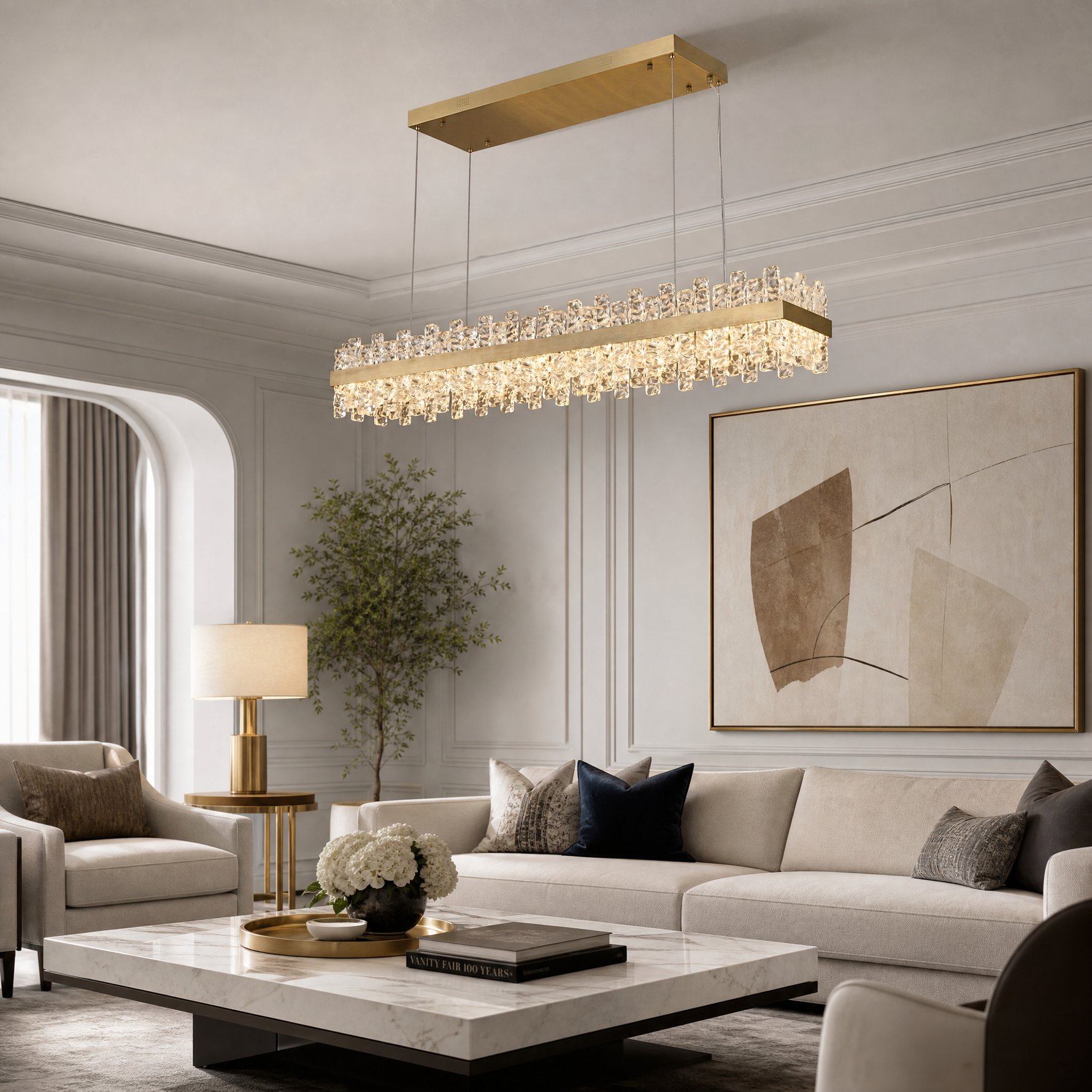 Quartz Glass Rectangular Chandelier