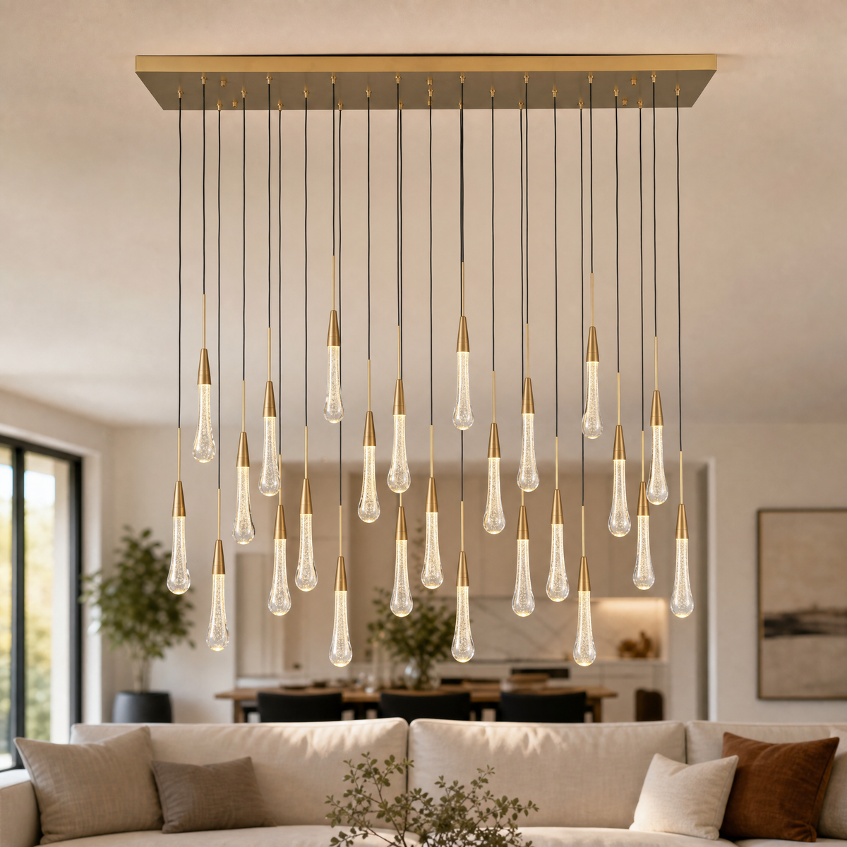 Raindrop Modern Linear Chandelier 50" L