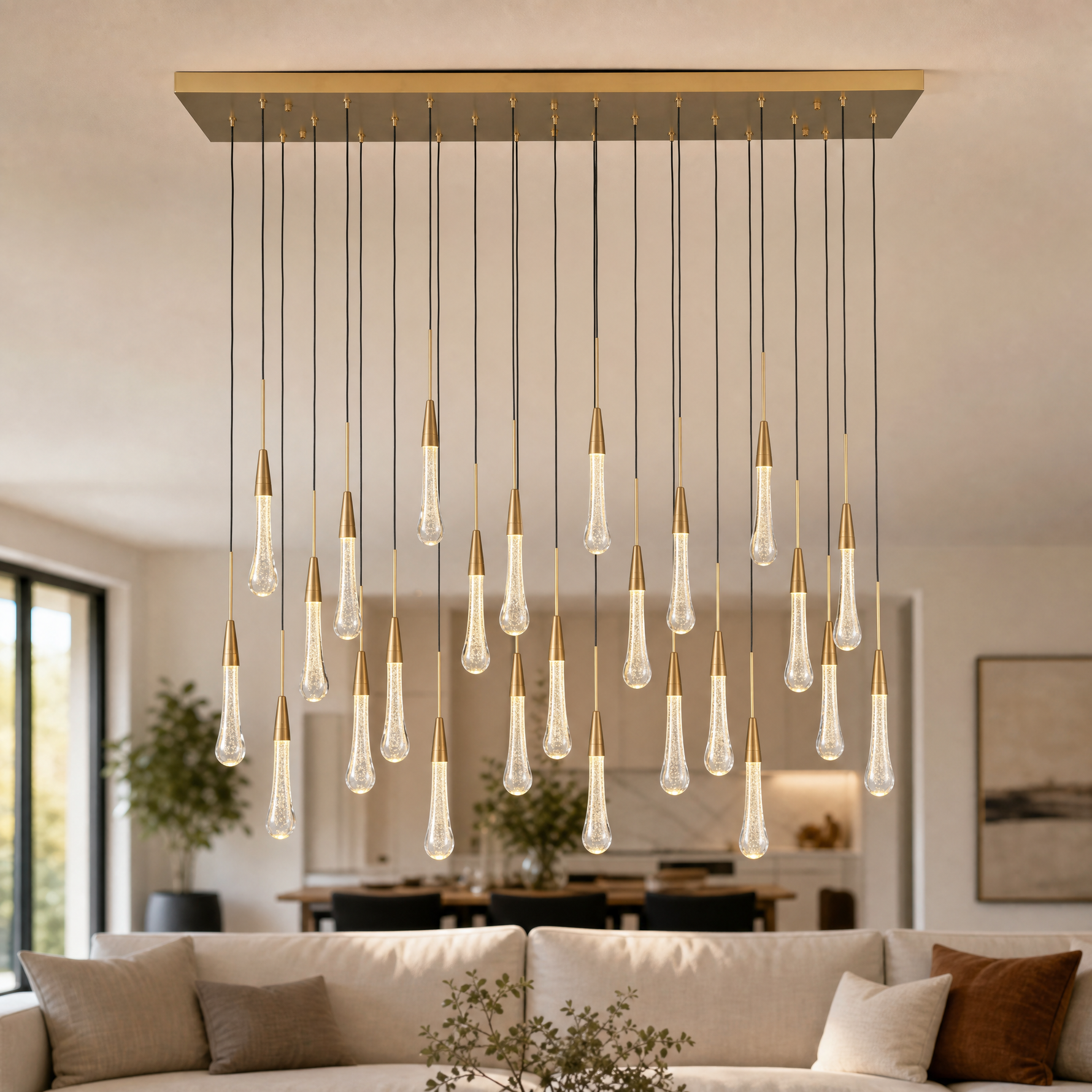 Raindrop Modern Linear Chandelier 50" L