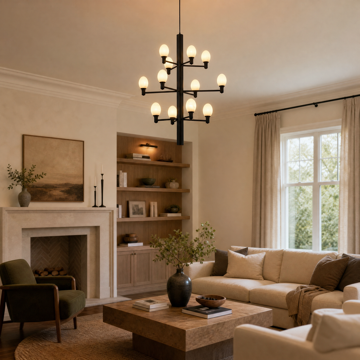 Ramo Alabaster Large Black Chandelier