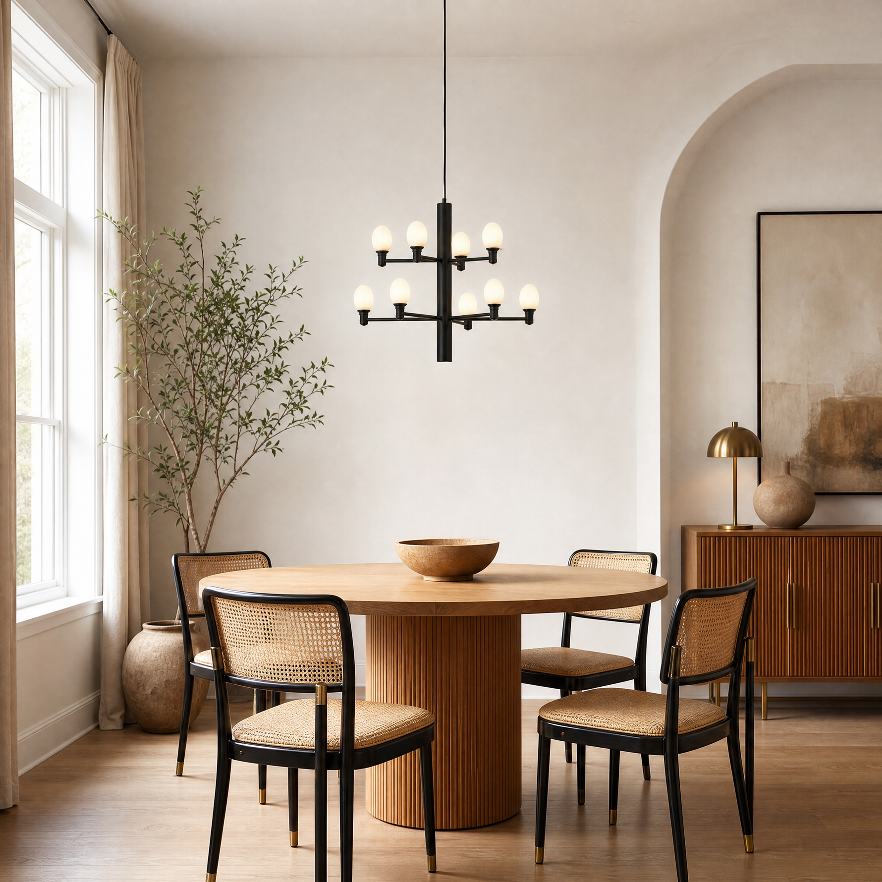 Ramo Alabaster Large Black Chandelier