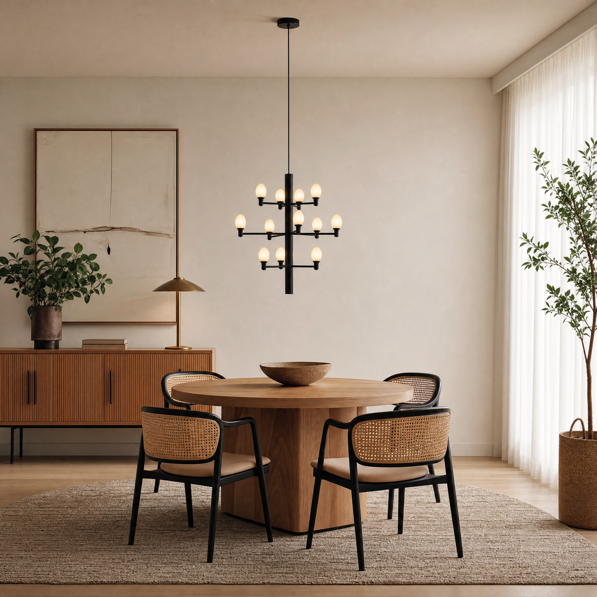 Ramo Alabaster Large Black Chandelier