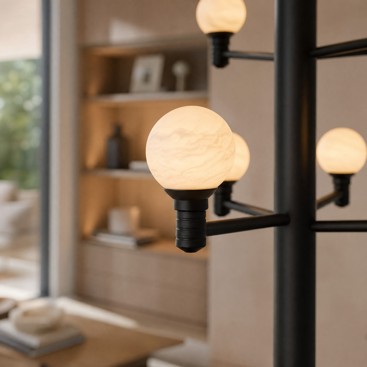 Ramo Globe Black Alabaster Chandelier