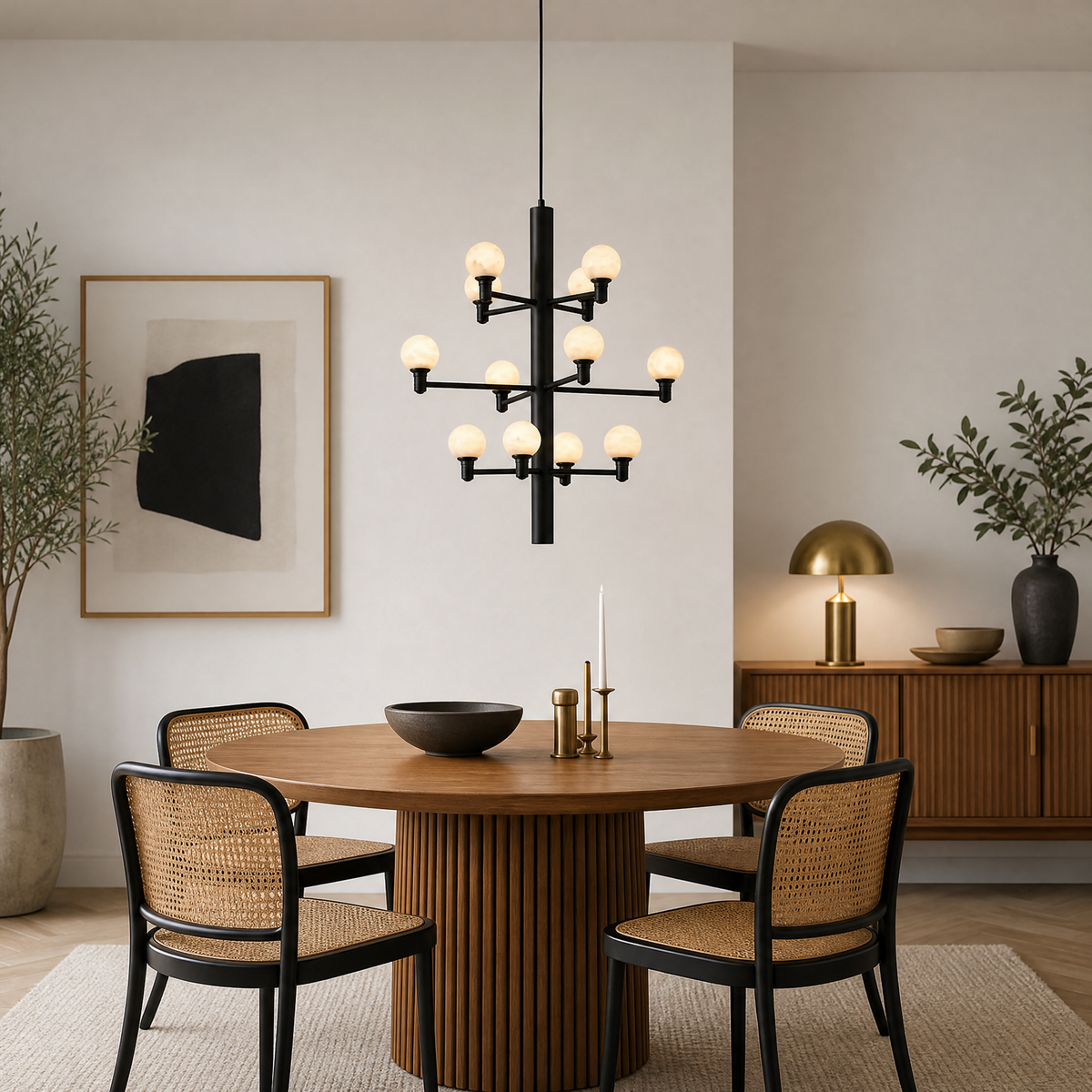 Ramo Globe Black Alabaster Chandelier