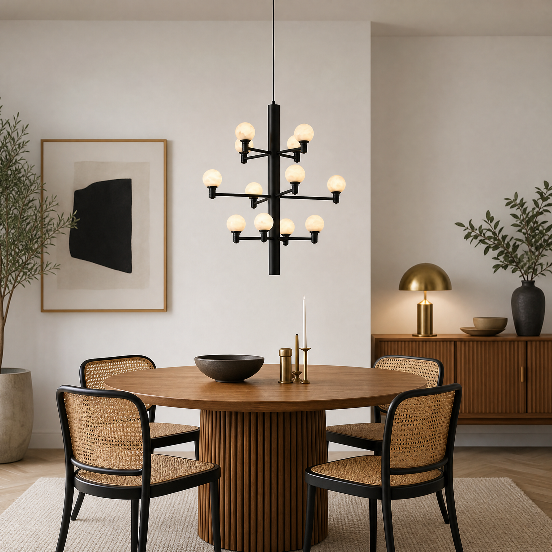 Ramo Globe Black Alabaster Chandelier