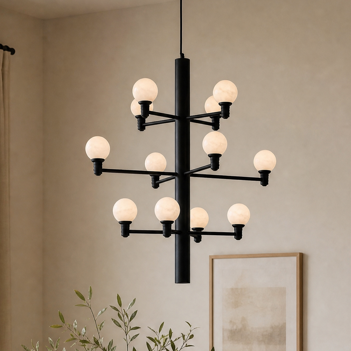 Ramo Globe Black Alabaster Chandelier