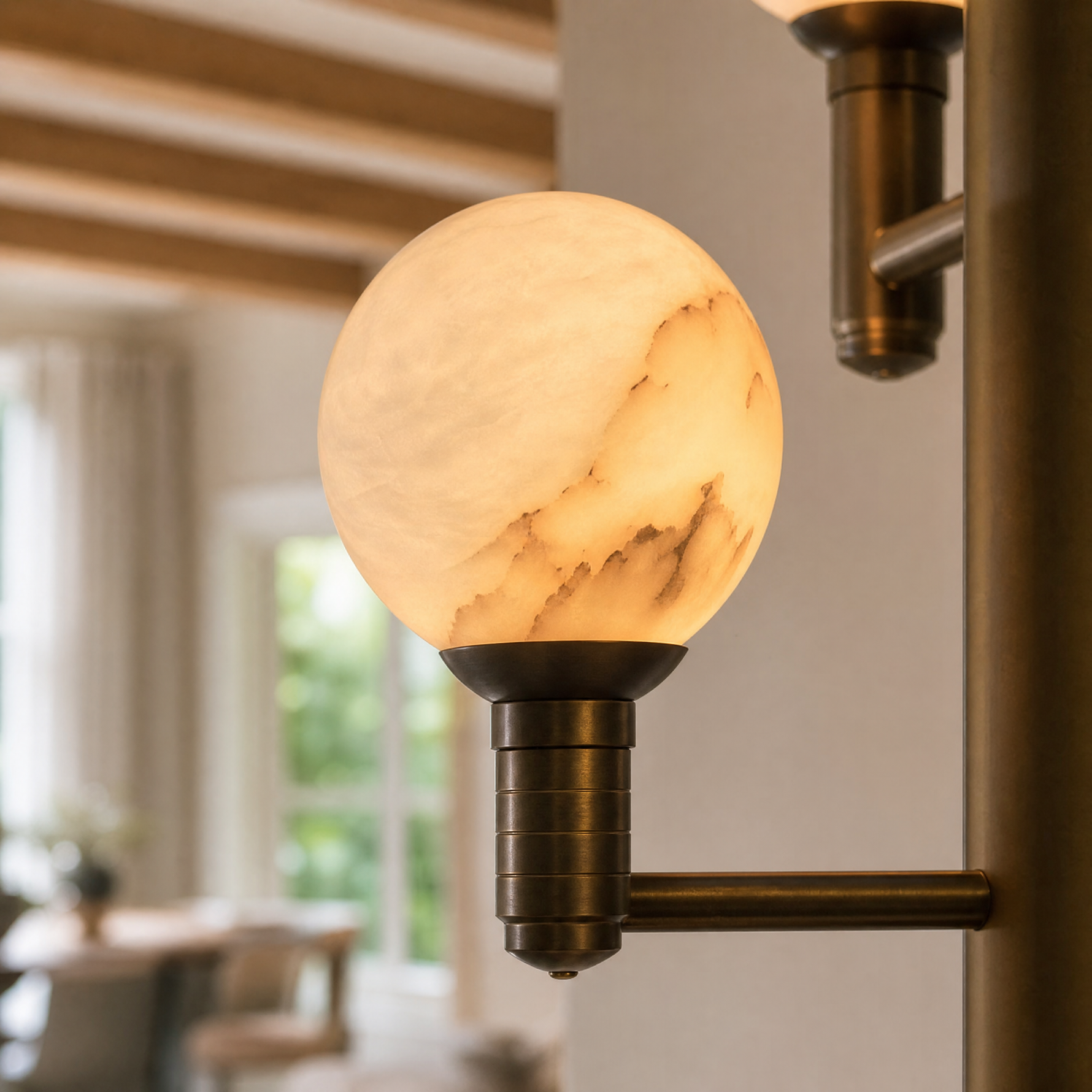 Ramo Modern Large Alabaster Globe Chandelier