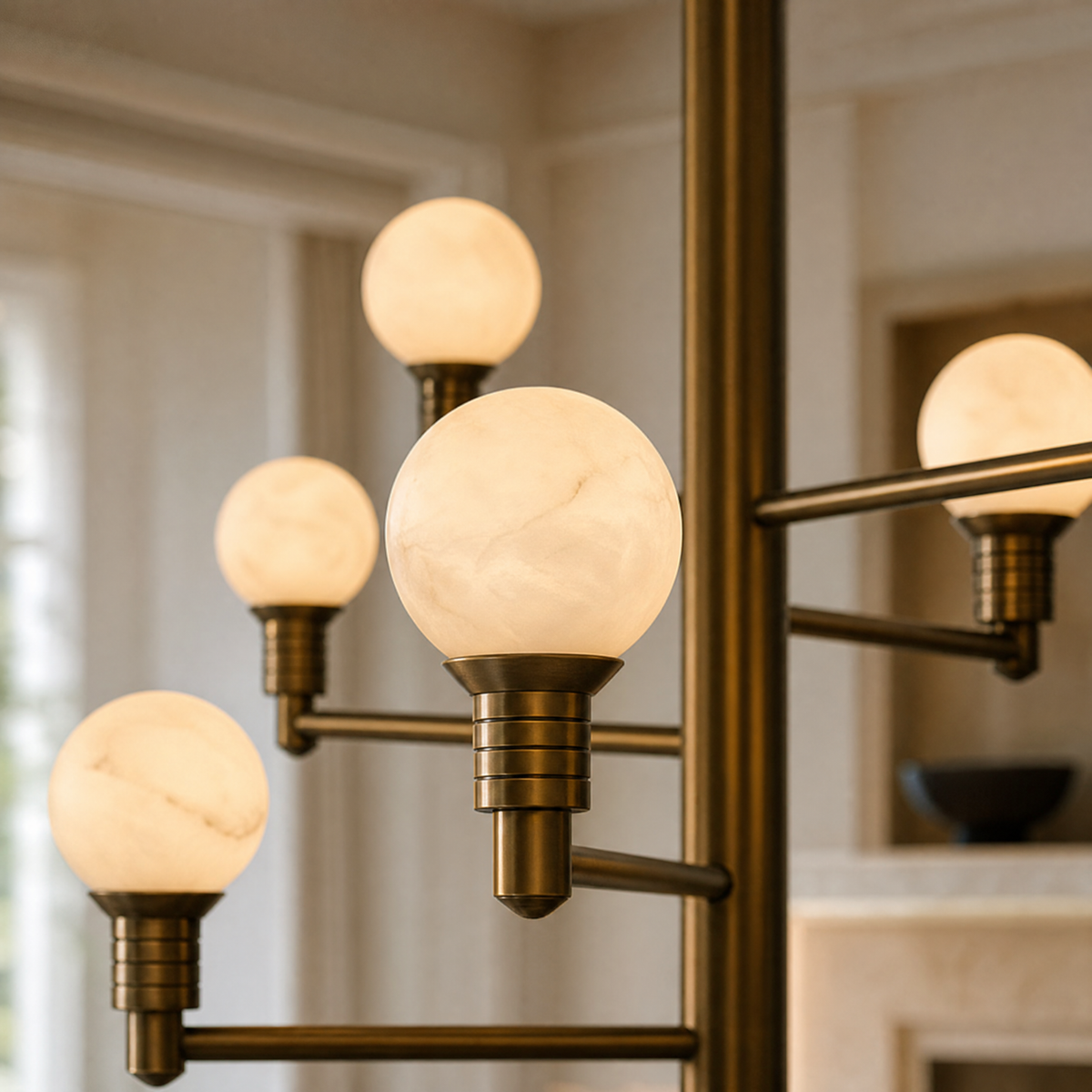 Ramo Modern Large Alabaster Globe Chandelier