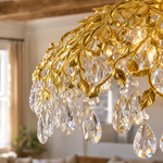 Rectangular Pear Dome Downward Branch Chandelier 1100 - Gold