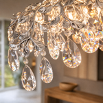 Rectangular Pear Dome Downward Branch Chandelier 1300 - Silver