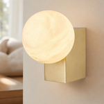 Rectangular Plate Corner Orb Alabaster Wall Sconce