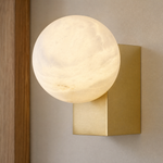 Rectangular Plate Corner Orb Alabaster Wall Sconce