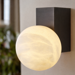 Rectangular Plate Corner Orb Alabaster Wall Sconce