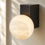 Rectangular Plate Corner Orb Alabaster Wall Sconce
